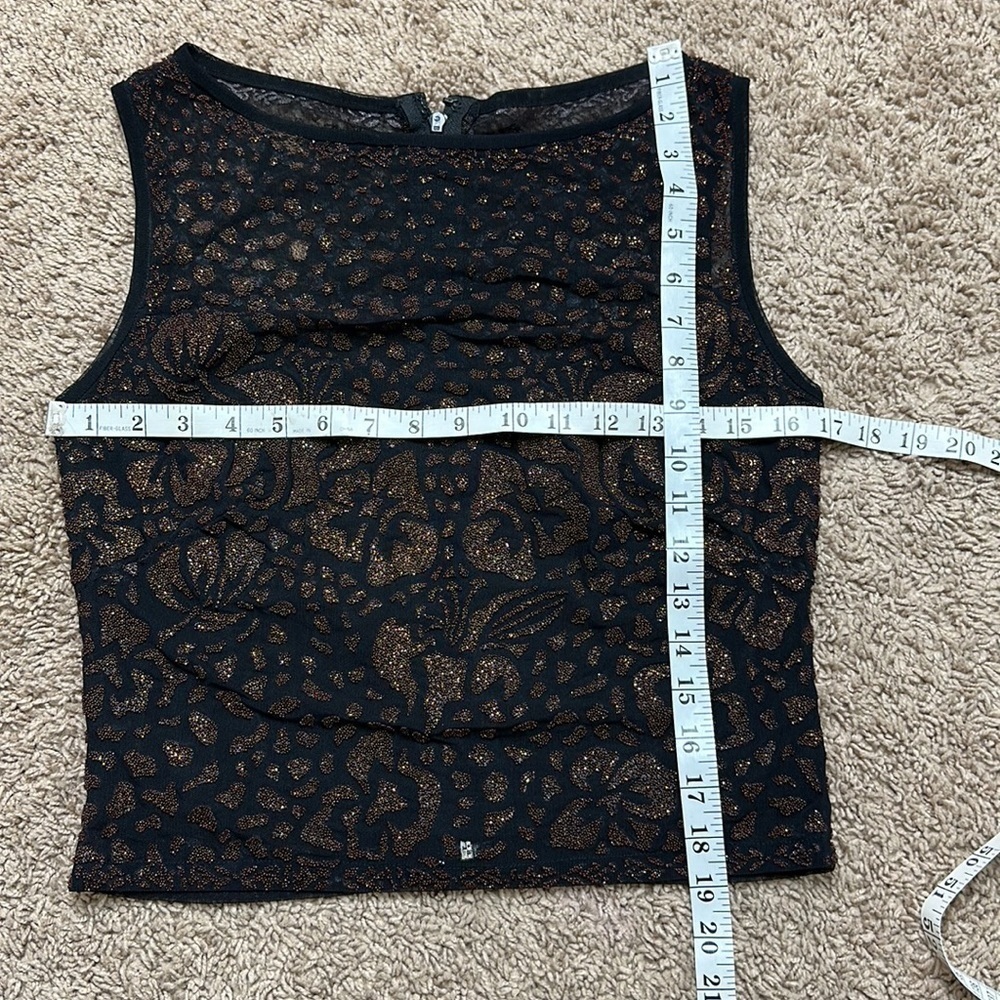 Vintage Tadashi Black Boat Neck with Beaded Lining back zip sleeveless top - Picture 12 of 13